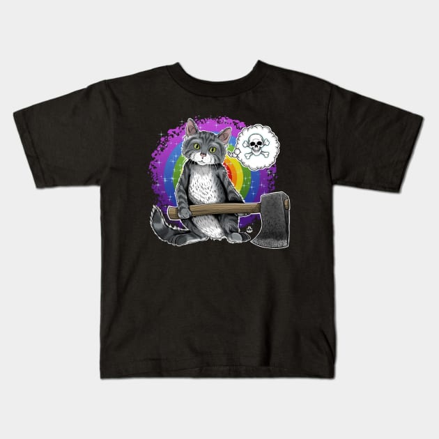 Murder Kitten Kids T-Shirt by davemyersillustration